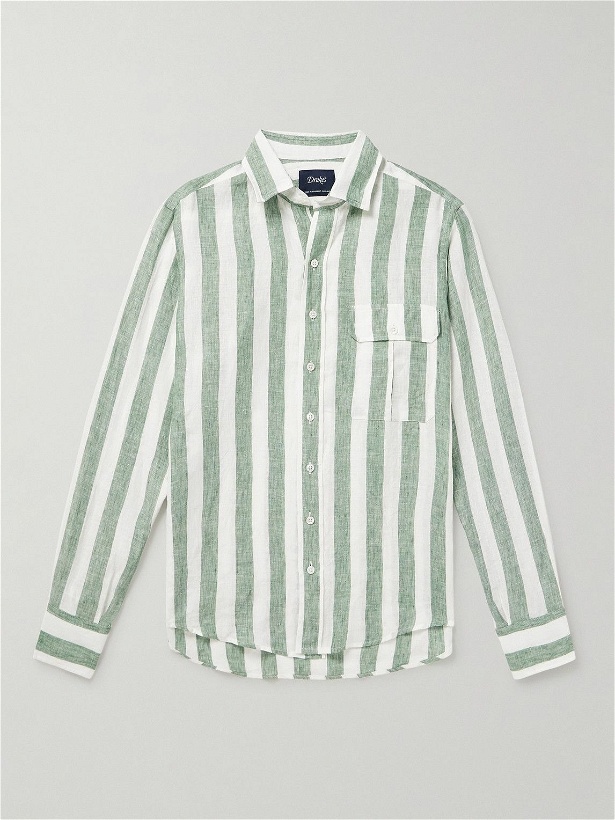 Photo: Drake's - Striped Linen Shirt - Green
