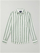 Drake's - Striped Linen Shirt - Green