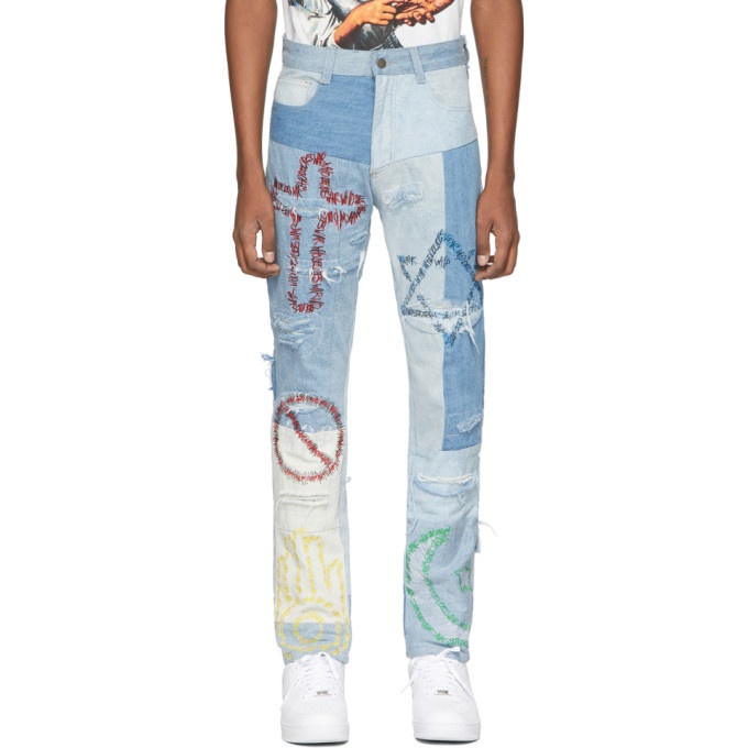 Photo: Who Decides War by MRDR BRVDO Blue Unified Embroidered Jeans
