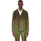 HOMME PLISSÉ ISSEY MIYAKE Green Paint Brush Close-Up Blazer
