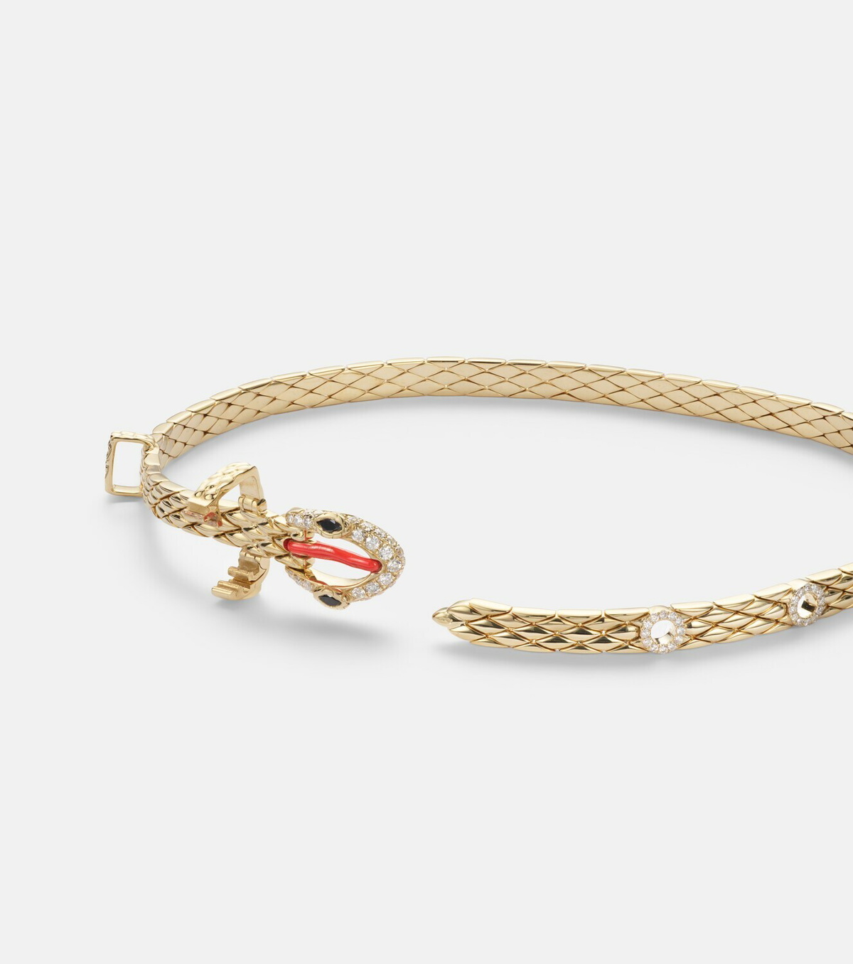 Yvonne Léon Python Mini 9kt gold bracelet with diamonds and enamel