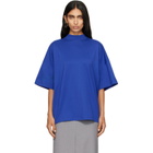 Jil Sander Blue Cotton Mock-Neck T-shirt