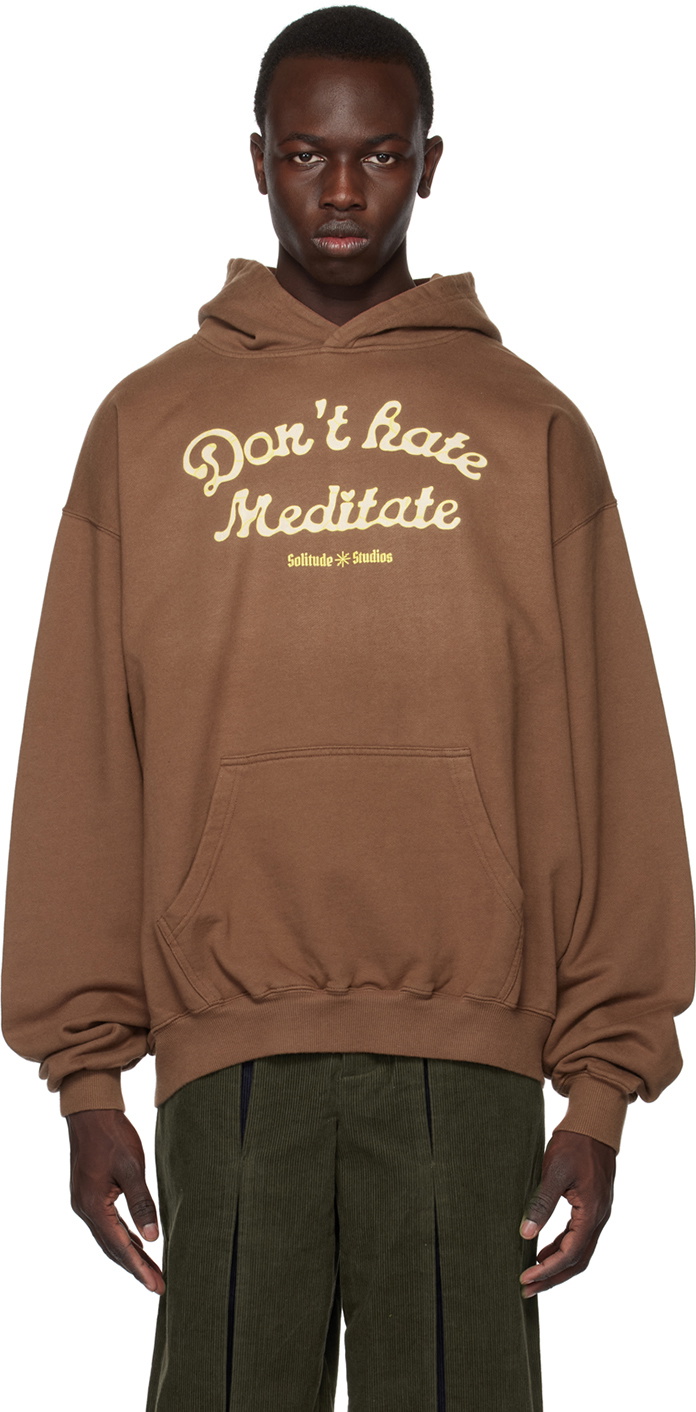 Solitude Studios Brown 'Don't Hate Meditate' Hoodie