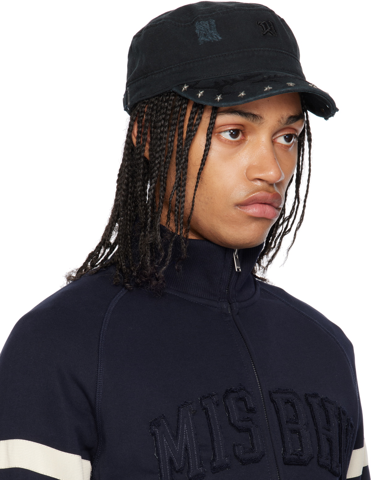 MISBHV Black Studded Military Cap