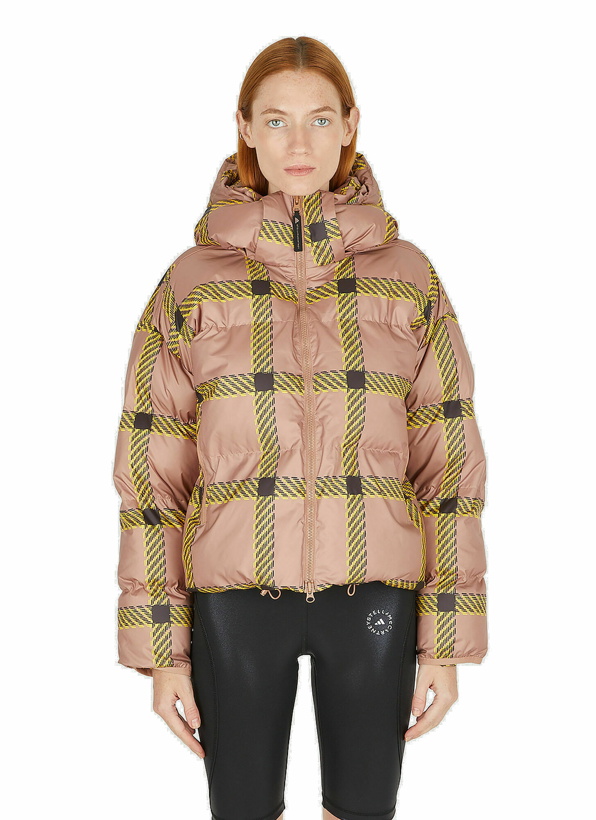 Photo: Check Hooded Puffer Jacket in Pink