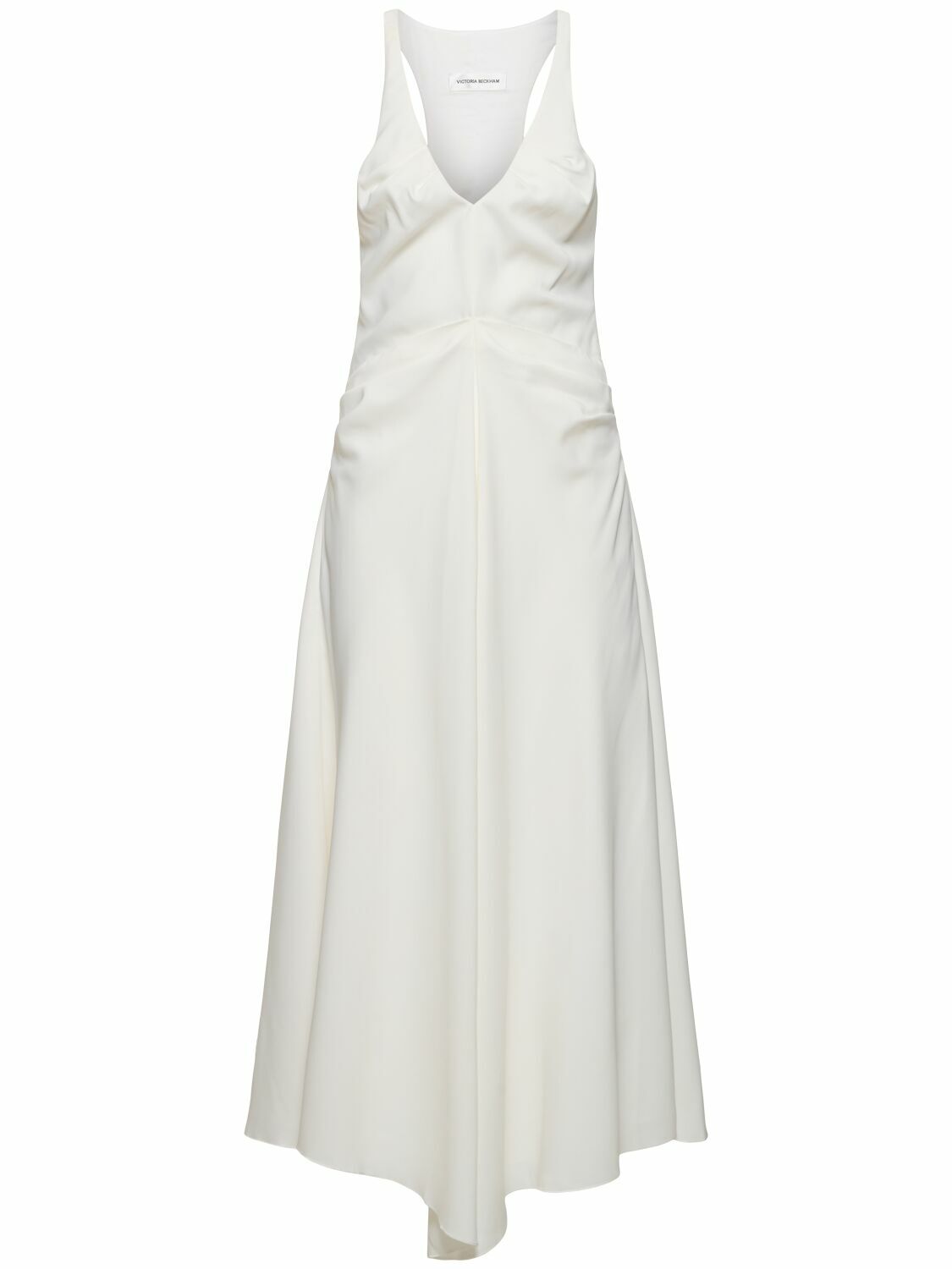 国内発| VICTORIA BECKHAM ウール混クレープ ミディドレス VICTORIA BECKHAM Asymmetric ribbed-knit and draped crepe