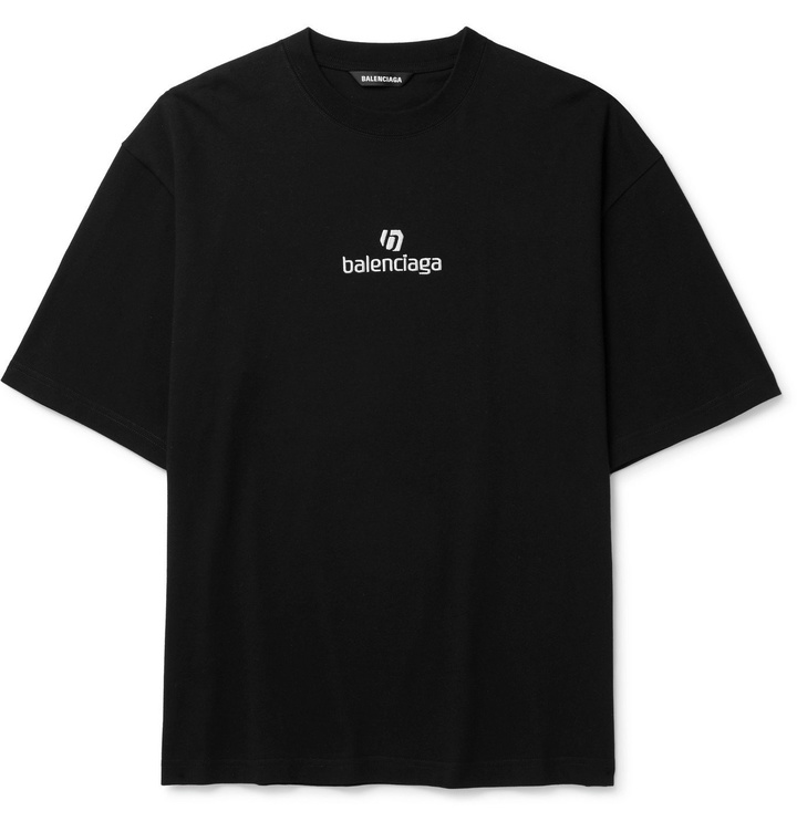 Photo: Balenciaga - Logo-Embroidered Cotton-Jersey T-Shirt - Black