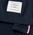 Thom Browne - Appliquéd Grosgrain-Trimmed Cotton-Jersey T-Shirt - Blue