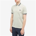 Fred Perry Men's Single Tipped Polo Shirt - Made in England in Light Oyster/Navy