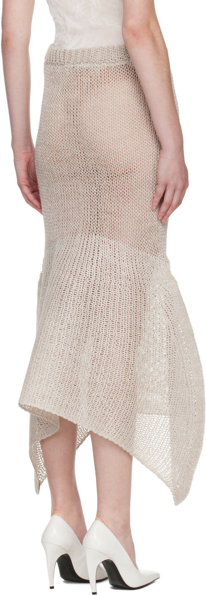 ISSEY MIYAKE Beige Panini Pulled Maxi Skirt