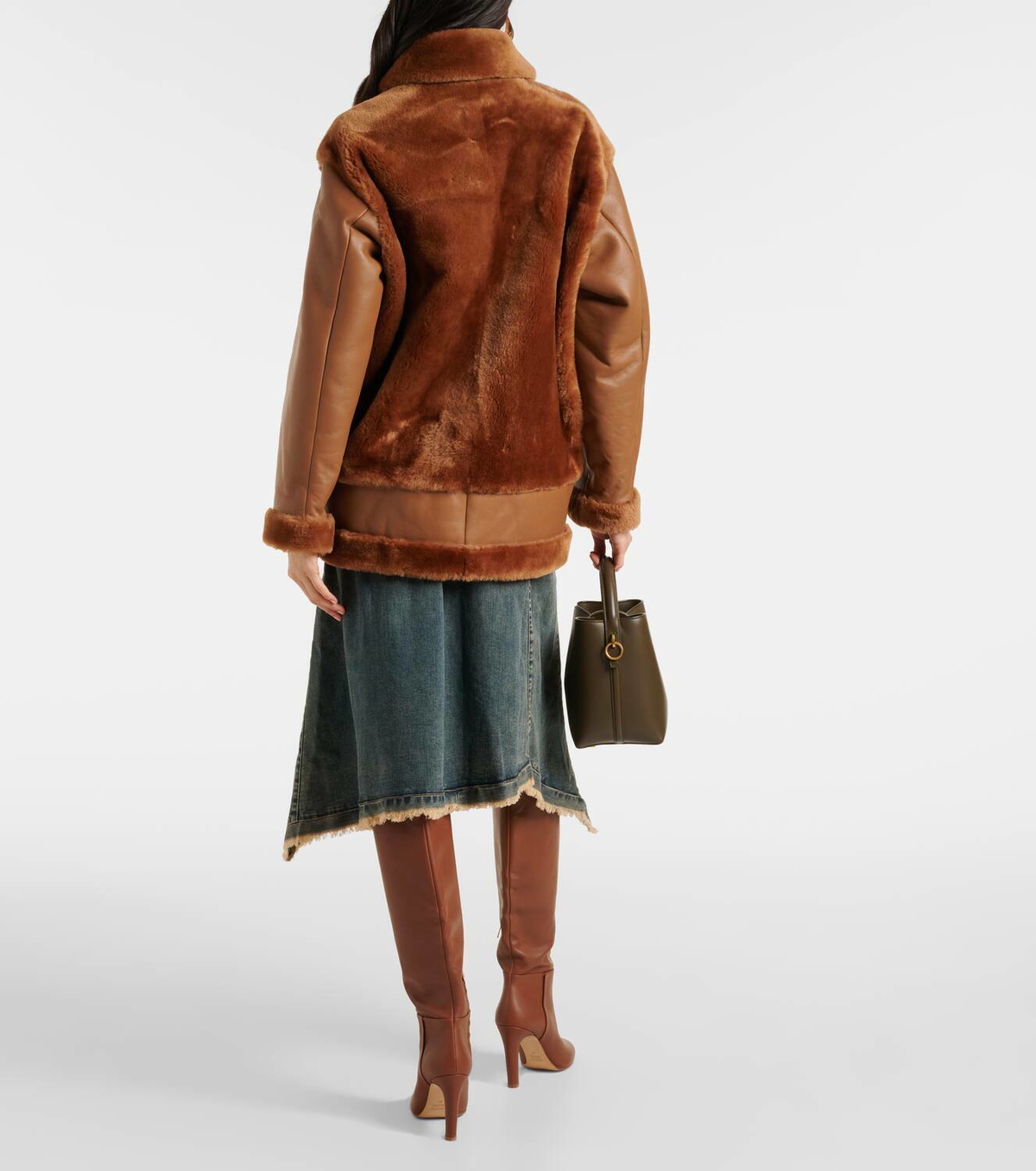 Blancha Shearling-trimmed leather jacket