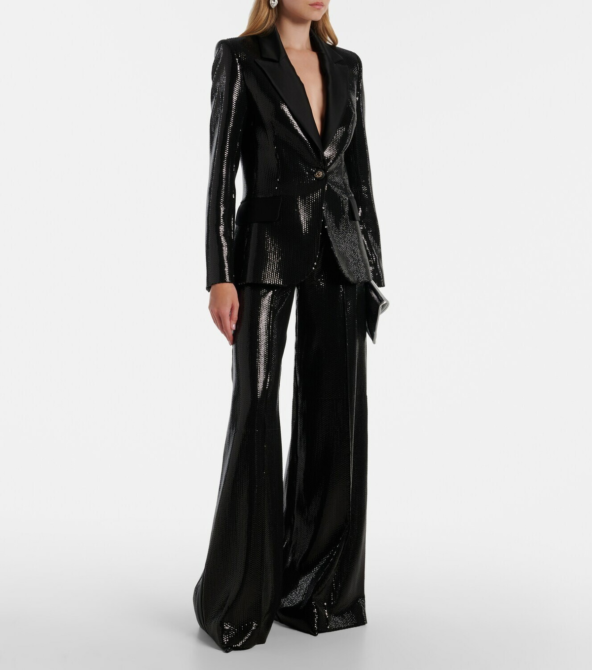 Elie Saab Sequined satin wide-leg pants