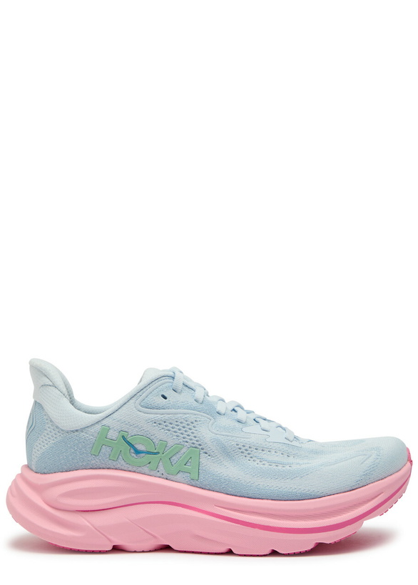 Photo: Hoka Clifton 10 Mesh-knit Sneakers Blue