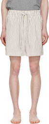 Tekla Brown & Off-White Poplin Pyjama Shorts