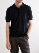 John Smedley - Macloud Knitted Merino Wool Polo Shirt - Black