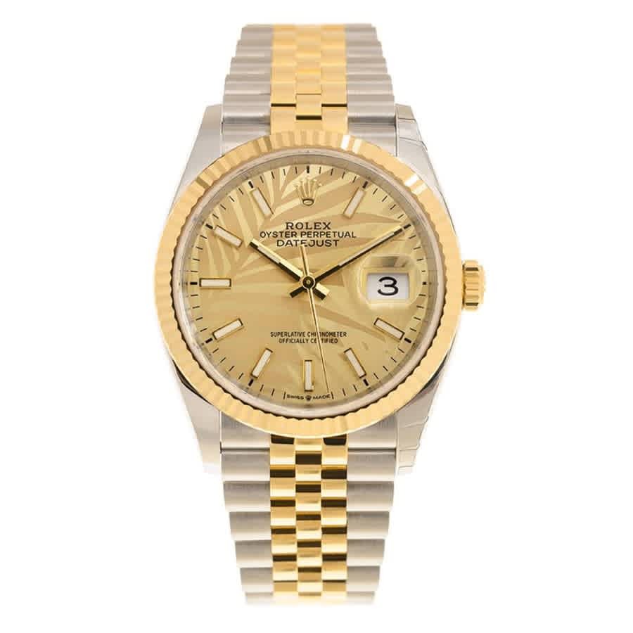 Rolex Datejust 36 Automatic Champagne Palm Dial Watch 126233CSPLMJ