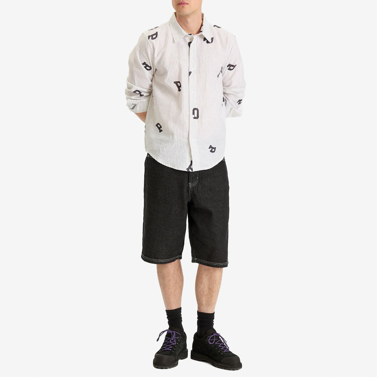 トップス POP TRADING COMPANY shortsleeve shirt Pop Sportif Shortsleeve Shirt White/Black