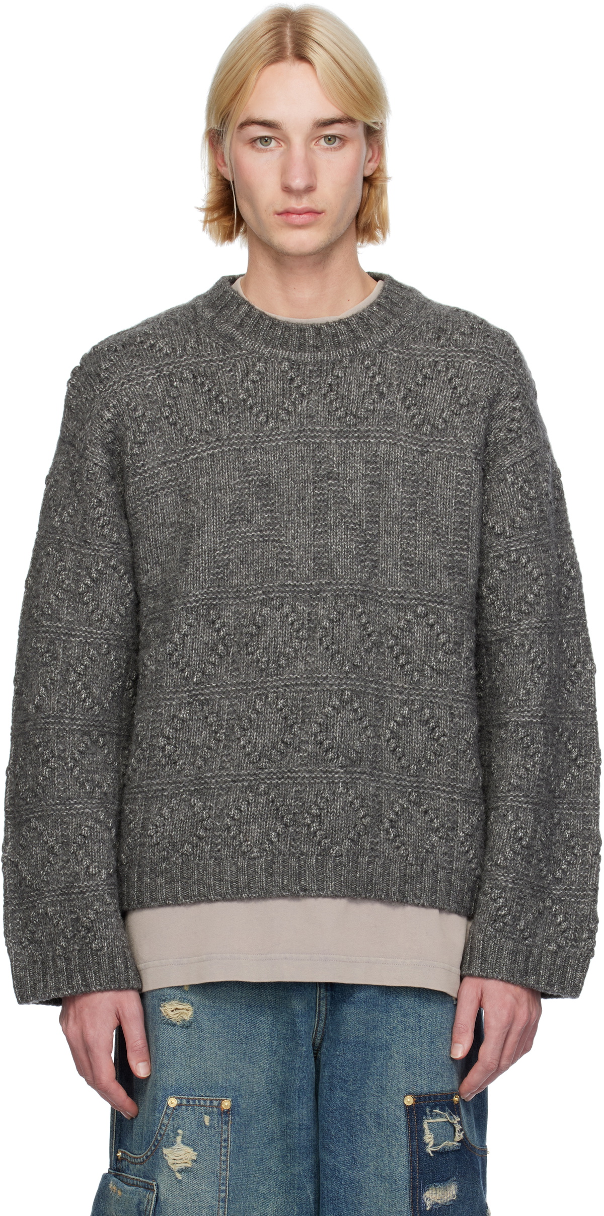GANNI Gray Bubble Sweater