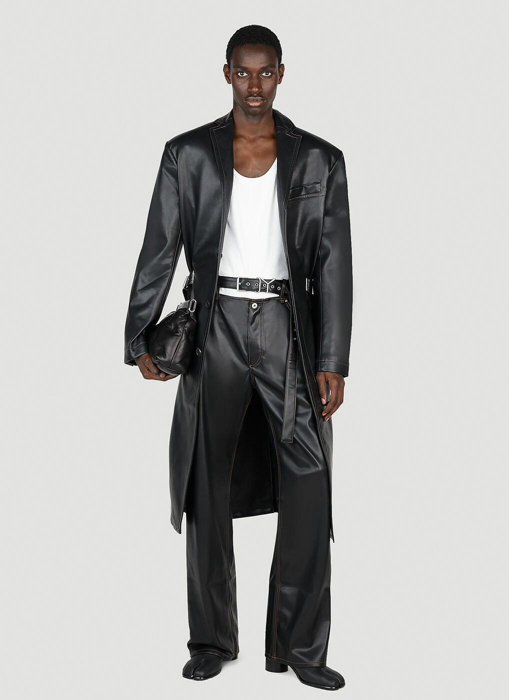 Y/Project belted notched-lapels coat - Black