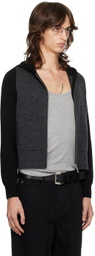 Fax Copy Express Black Cropped 'Great Tit' Hoodie