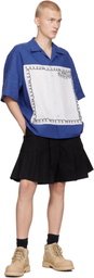 Marni Blue Embroidered Bowling Shirt