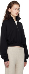ÉTERNE Black Cropped Half-Zip Sweatshirt