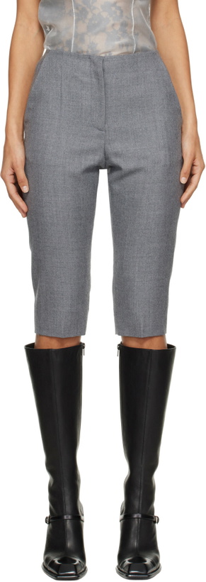 Photo: McQueen Gray Wool Capri Trousers