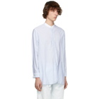 Maison Margiela White and Blue Band Collar Stripe Shirt