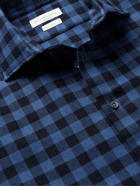 Richard James - Checked Herringbone Cotton and Wool-Blend Shirt - Blue