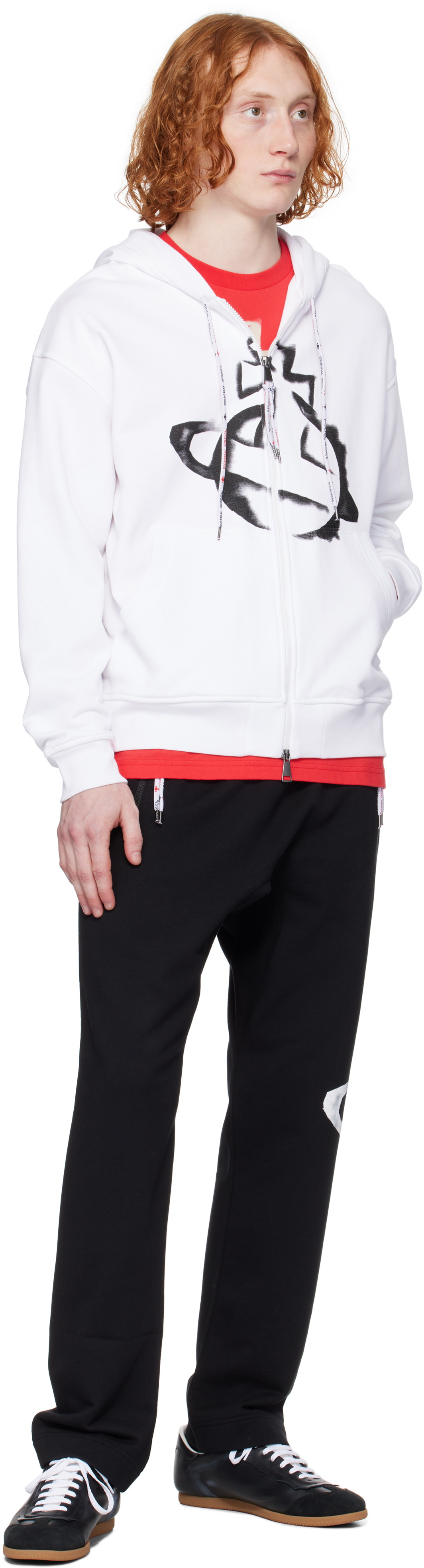 Vivienne Westwood White Stencil Orb Rugged Zip Hoodie