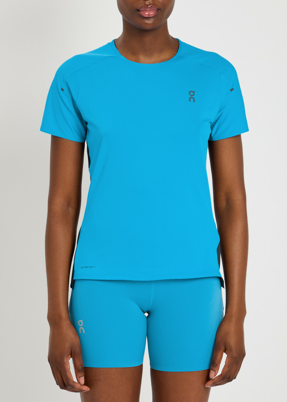ON Performance Colour-block Stretch-jersey T-shirt Bright Blue