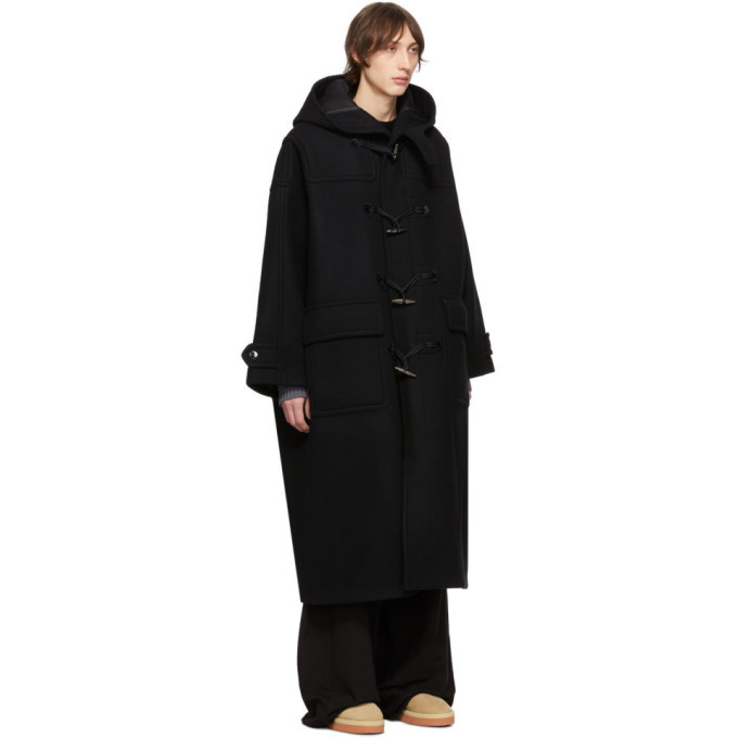 Fumito Ganryu Black Trapeze Duffle Coat Fumito Ganryu