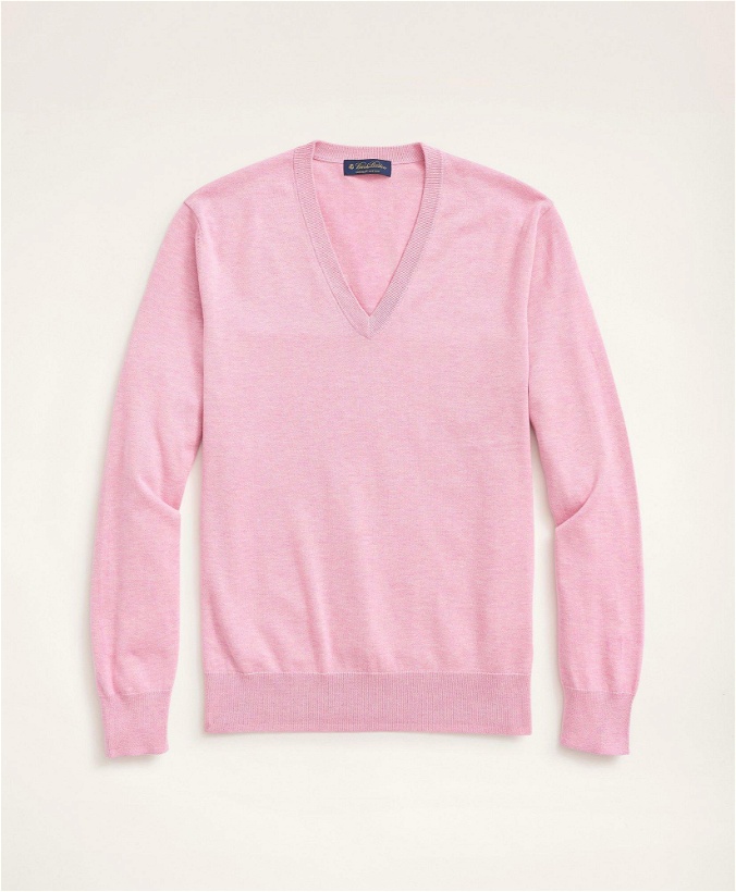 Photo: Brooks Brothers Supima Cotton V-Neck Sweater | Pink