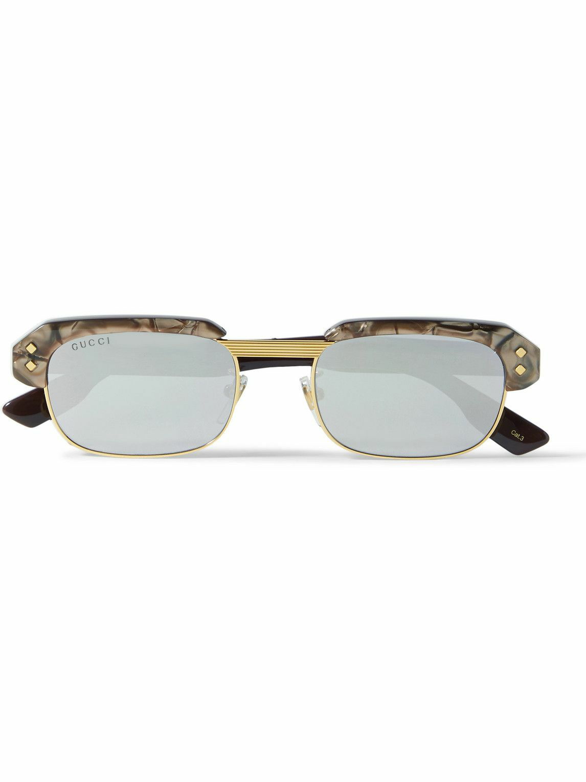 Gucci Eyewear - Rectangular-Frame Acetate and Gold-Tone Sunglasses Gucci