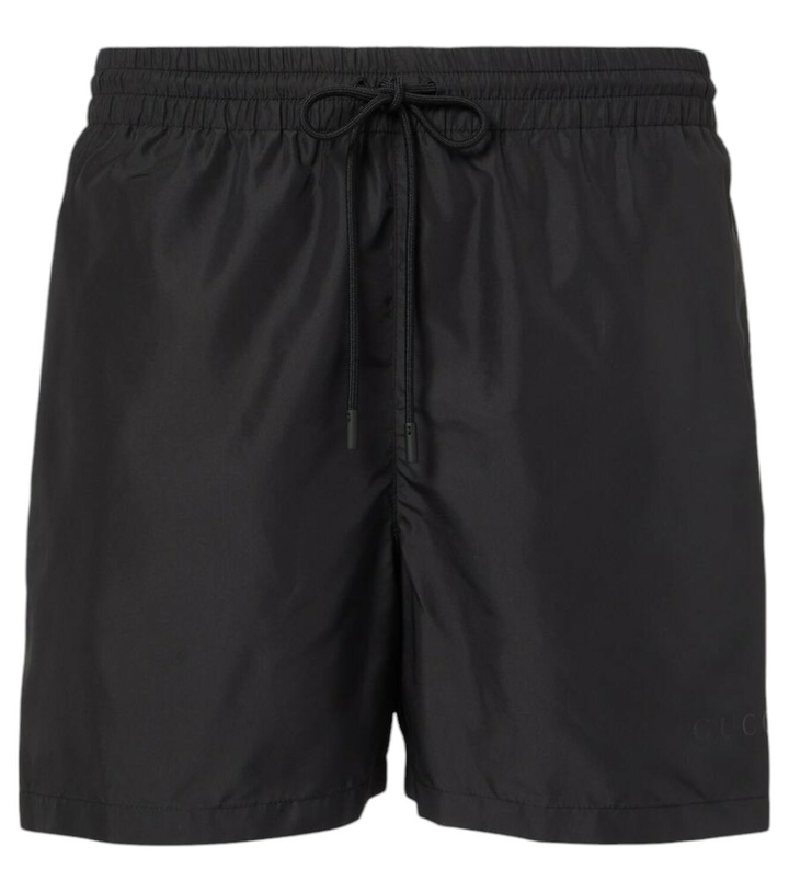 Photo: Gucci Logo poplin swim trunks