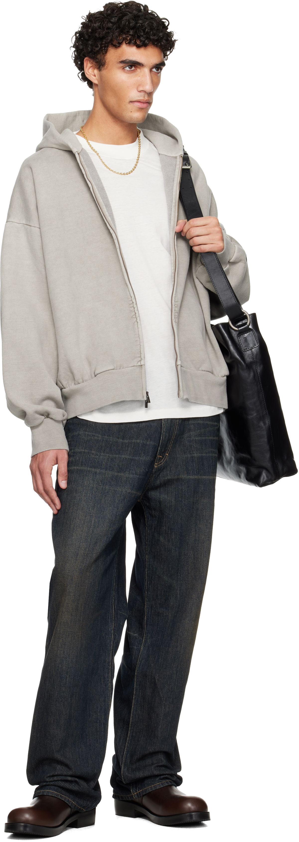 Fear of God ESSENTIALS Gray Holiday Embroidered Classic Full Zip Hoodie