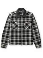 Cherry Los Angeles - Chambray-Trimmed Logo-Embroidered Checked Cotton-Flannel Shirt Jacket - Black