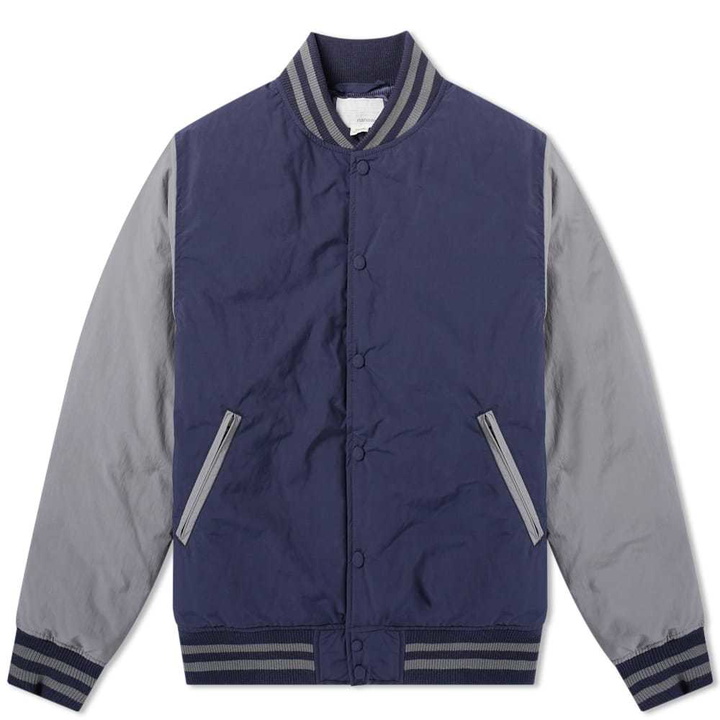 Photo: Nanamica Down Varsity Jacket Navy & Grey