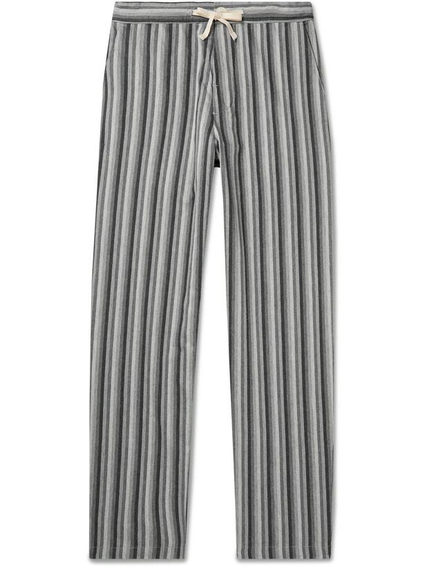 Photo: Oliver Spencer Loungewear - Striped Cotton Pyjama Trousers - Gray