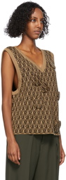 Doublet Beige & Brown Wool Jacquard Monogram Vest
