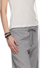 McQueen Black Hammered Studs Double-Wrap Bracelet
