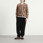 Universal Works Men's Patch Check Fleece Cardigan in Sand