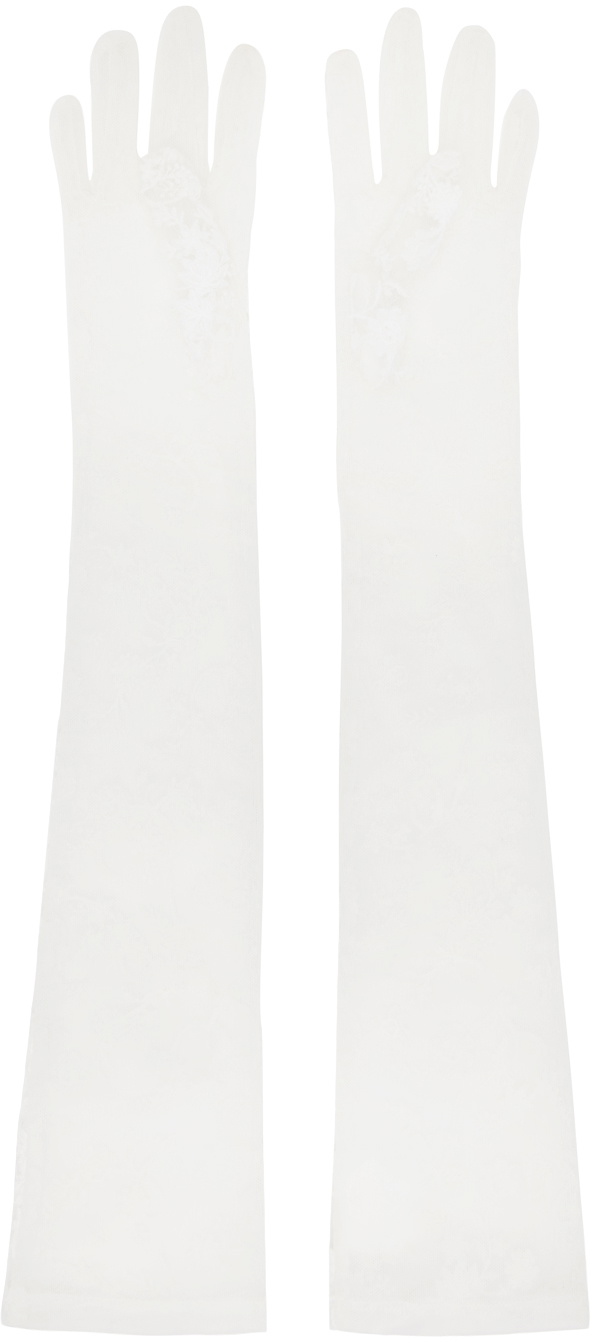 Anna Sui SSENSE Exclusive White Floral Gloves