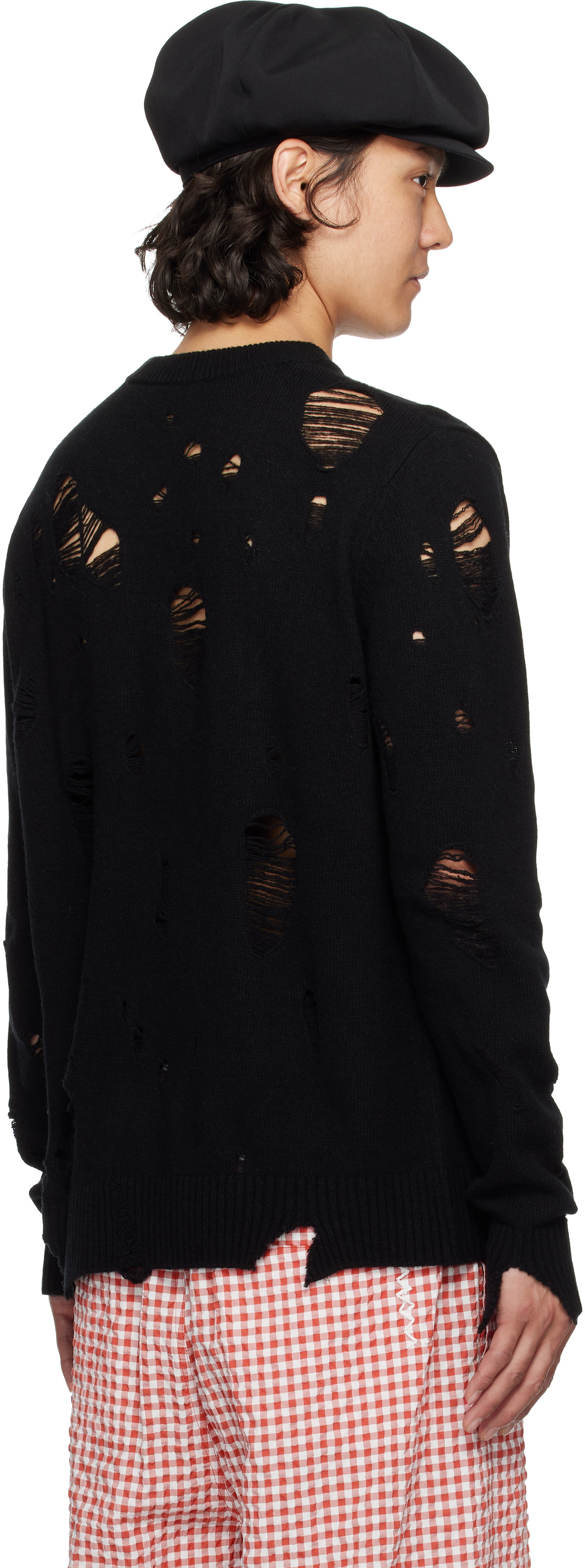 Charles Jeffrey LOVERBOY Black Distressed Logo Sweater