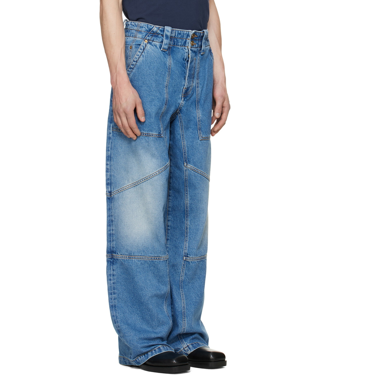BALMAIN Blue Denim Carpenter Jeans