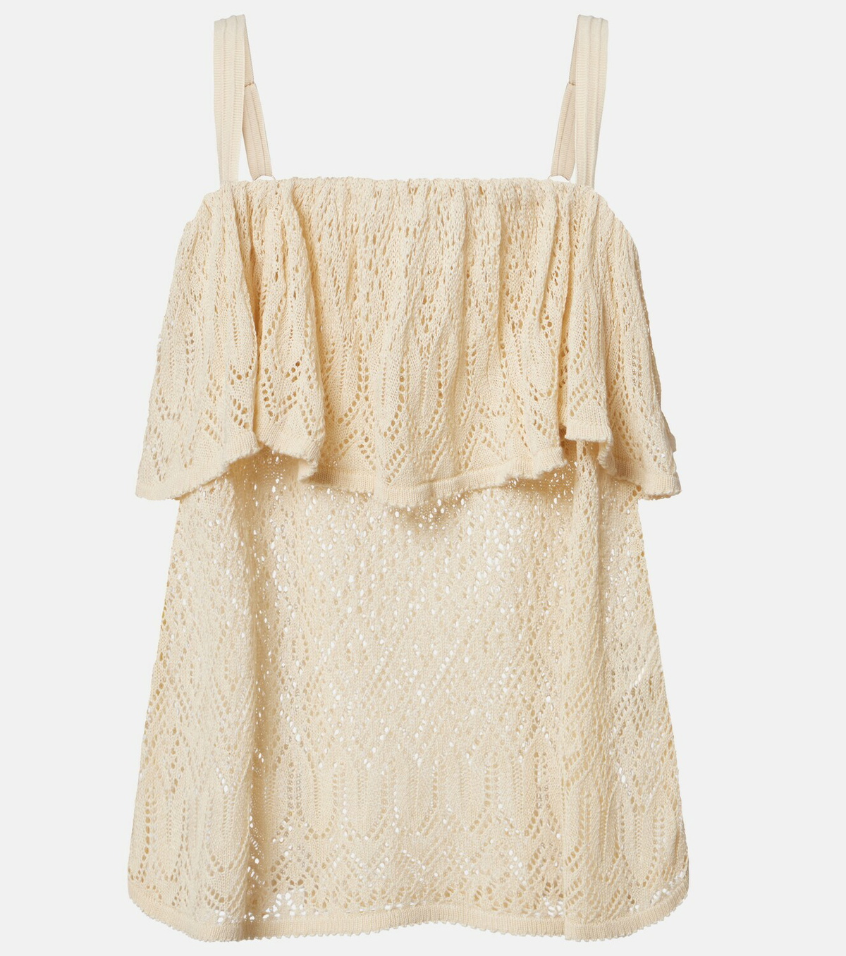 Zimmermann Mahon knitted ruffled lace top