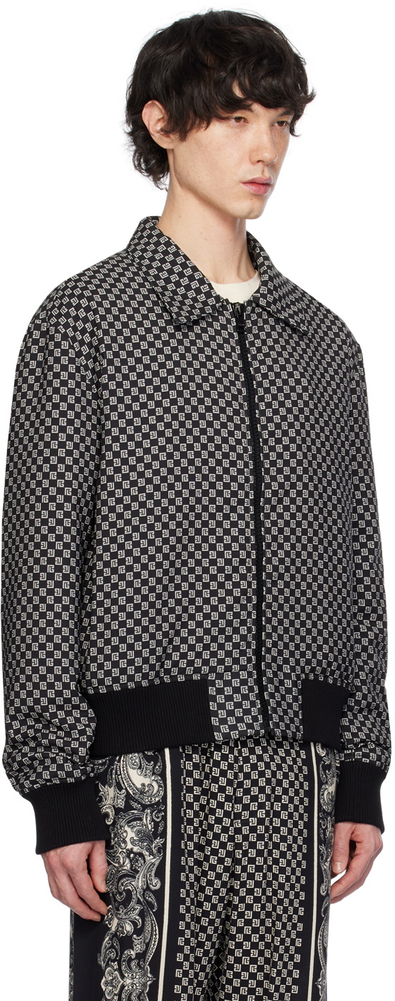 Balmain Black Mini Monogram Bomber Jacket