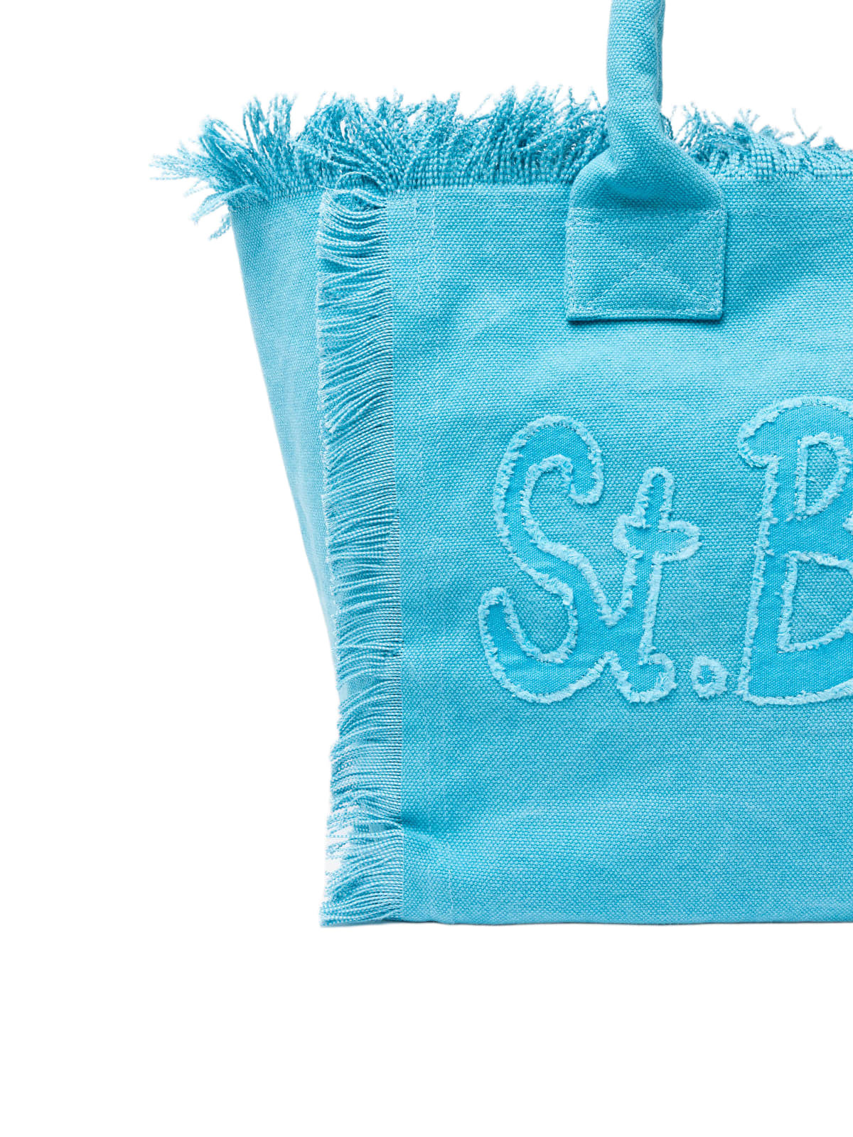 MC2 Saint Barth Light Blue Cotton Canvas Vanity Tote Bag With Logo Patch