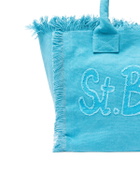 MC2 Saint Barth Light Blue Cotton Canvas Vanity Tote Bag With Logo Patch
