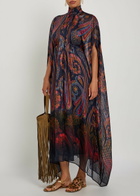 Etro Printed Gathered Silk-chiffon Midi Dress Multicoloured